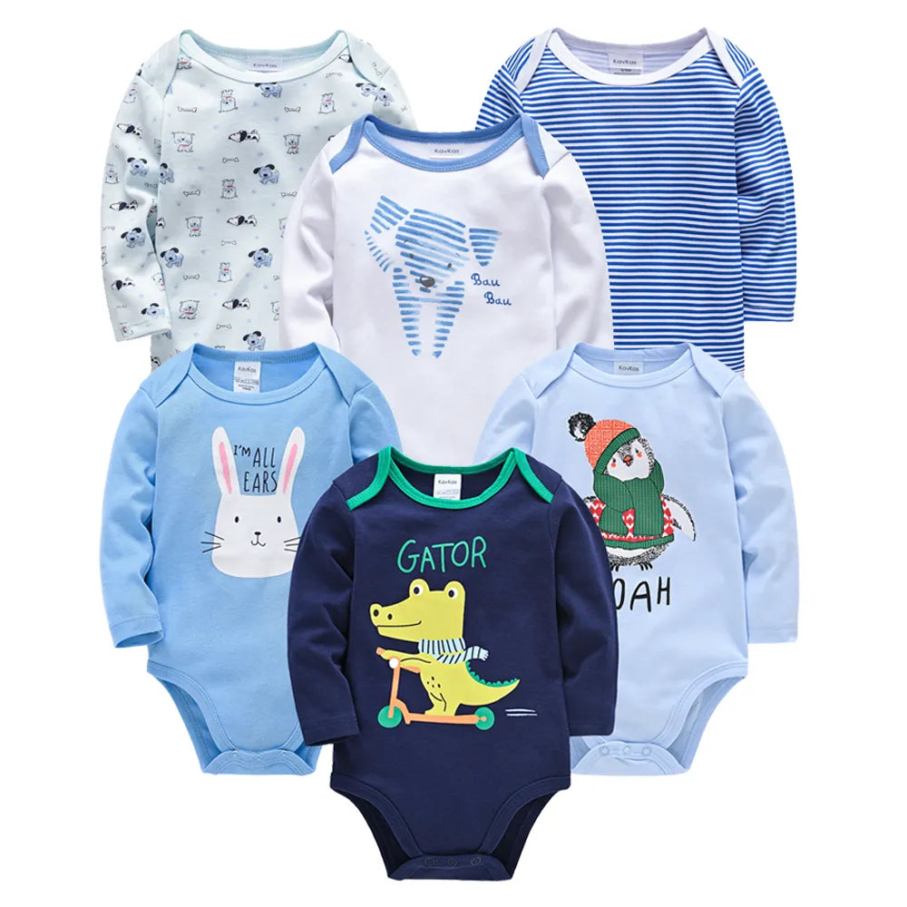 Kavkas Baby Boys Girls Bodysuit 6 PCS 3 PCS Long Sleeve