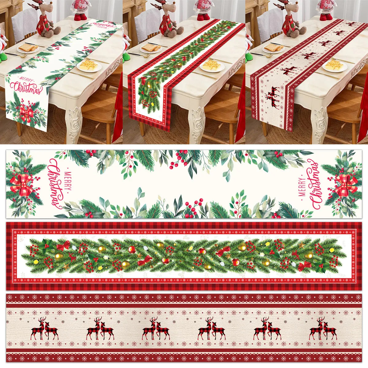 Christmas Table Runner Merry Christmas Decorations