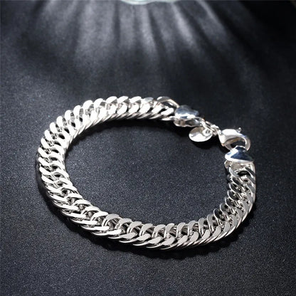 Noble 925 Sterling Silver Square Solid Chain Bracelet