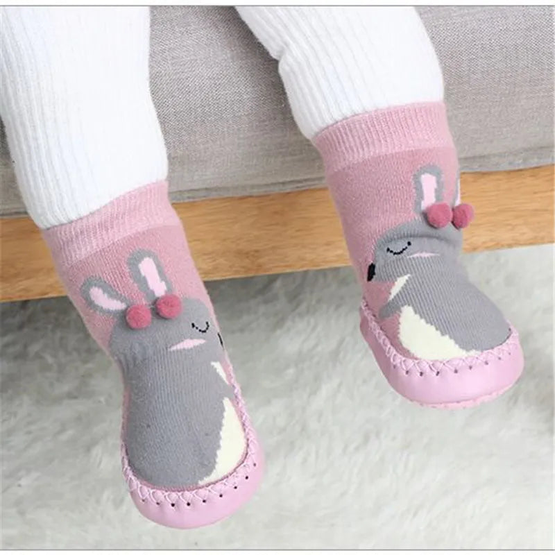 Winter Thick Terry Cotton Baby Girl Sock with Rubber