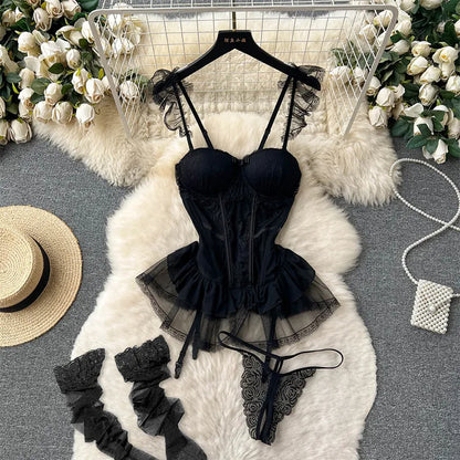 Hollow Combination Bodysuit Slim Fit Erotic Mesh Lace Jumpsuit