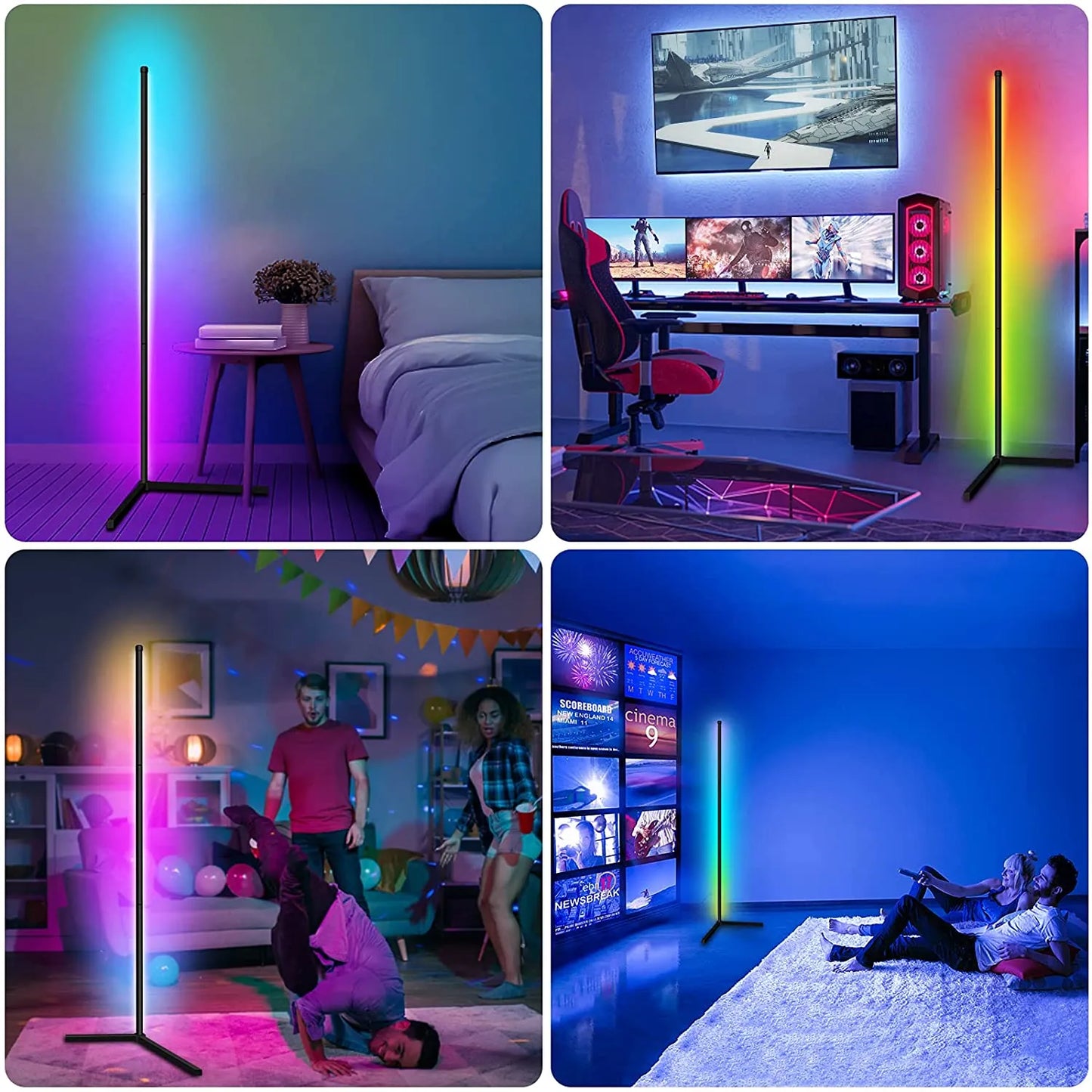 Living Room Dimmable RGB Corner Floor Lamp 140cm Stand Smart APP LED Mood Light for Bedroom Nordic Home Decor Interior lighting