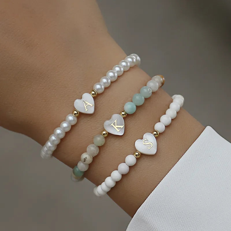 New Classic Heart Shape A-Z Initial Letter Women Bracelet