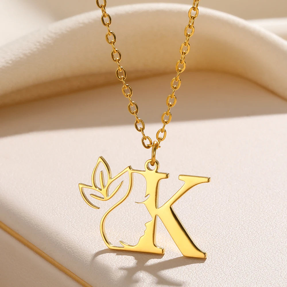 Beauty Flower Initial Necklace