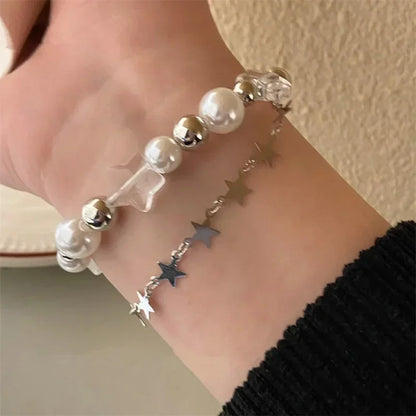 Crystal Star Pentagram Imitation Pearl Bracelet