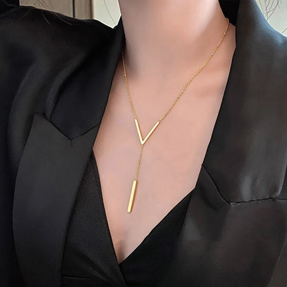 SUMENG New V-shaped Long Sexy Clavicle Necklace