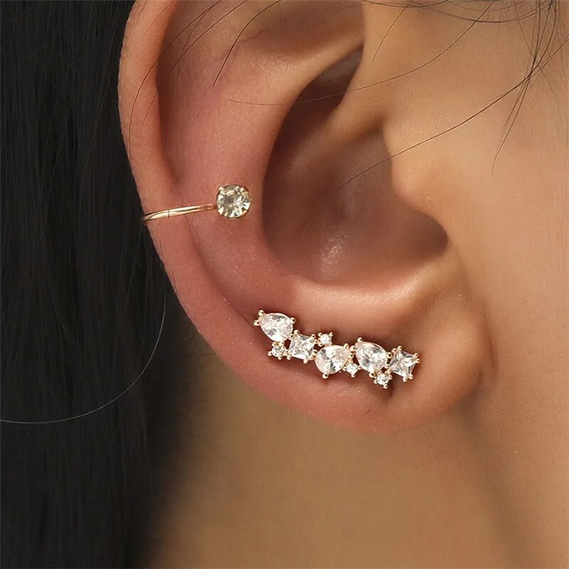 VAGZEB Bohemian NO Piercing Crystal Rhinestone Earrings