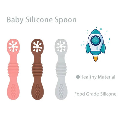 2PCS Cute Baby Learning Spoons Utensils Set