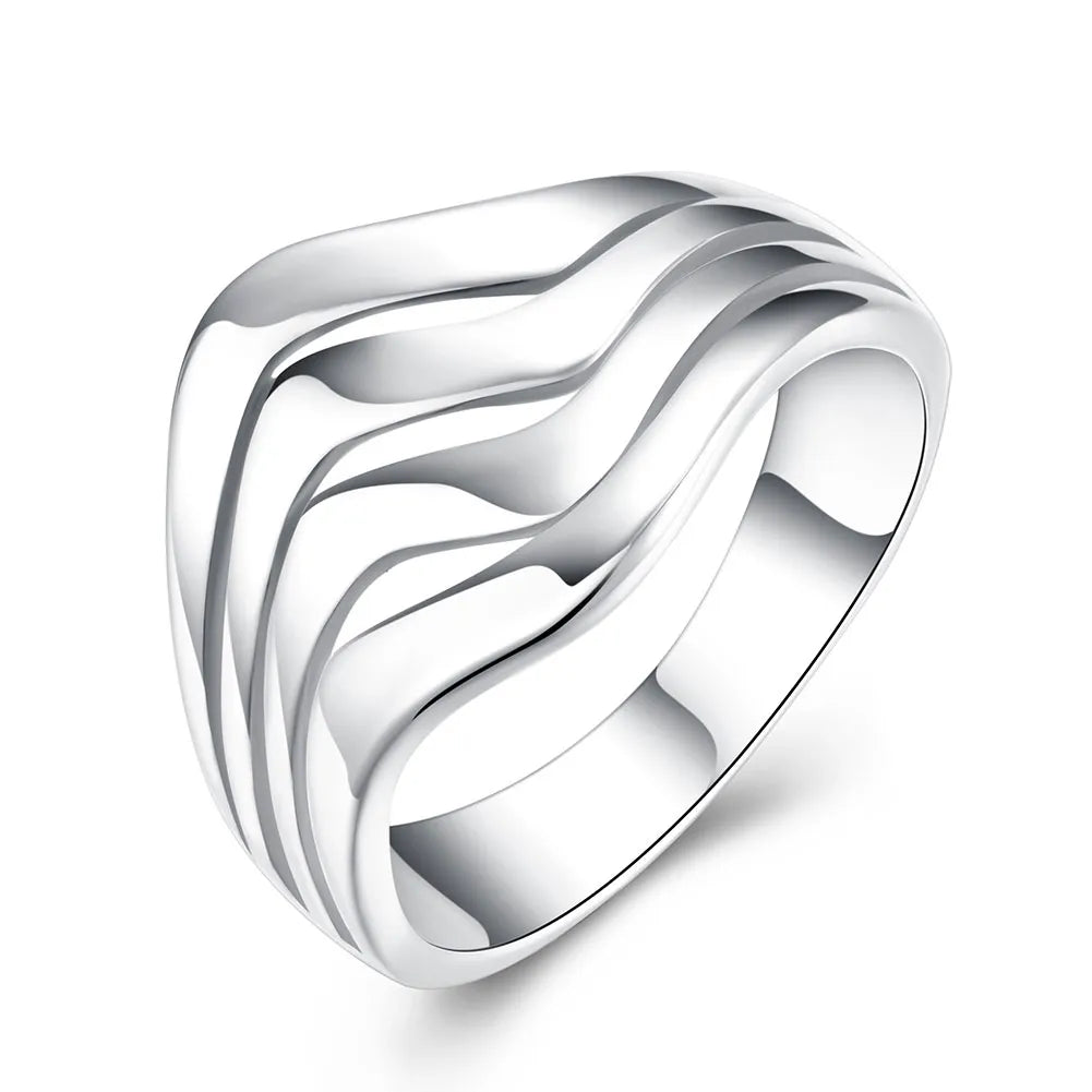 DOTEFFIL 925 Sterling Silver Four Lines Smooth Ring