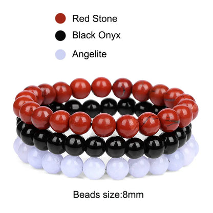 8mm Natural Stone Bracelet Set 3Pcs/set