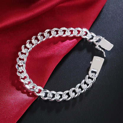 925 Sterling Silver Solid 8/10mm chain Bracelet