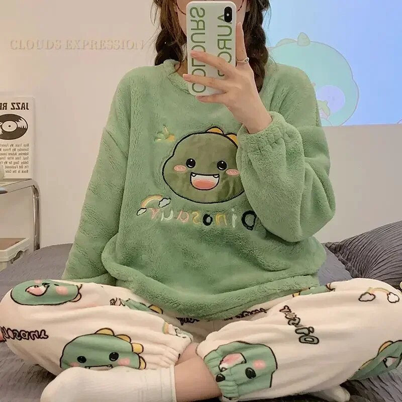 Autumn Winter Kawaii Cartoon Pajama Sets